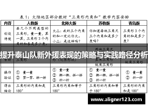 提升泰山队新外援表现的策略与实践路径分析